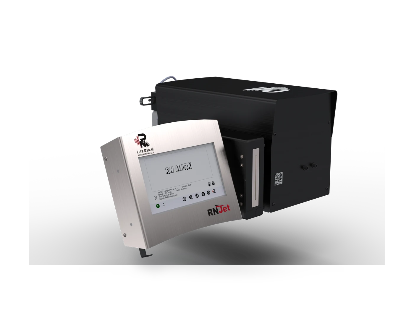RNJet E1-72+ piezo box and pallet printer with motorized bulk ink system