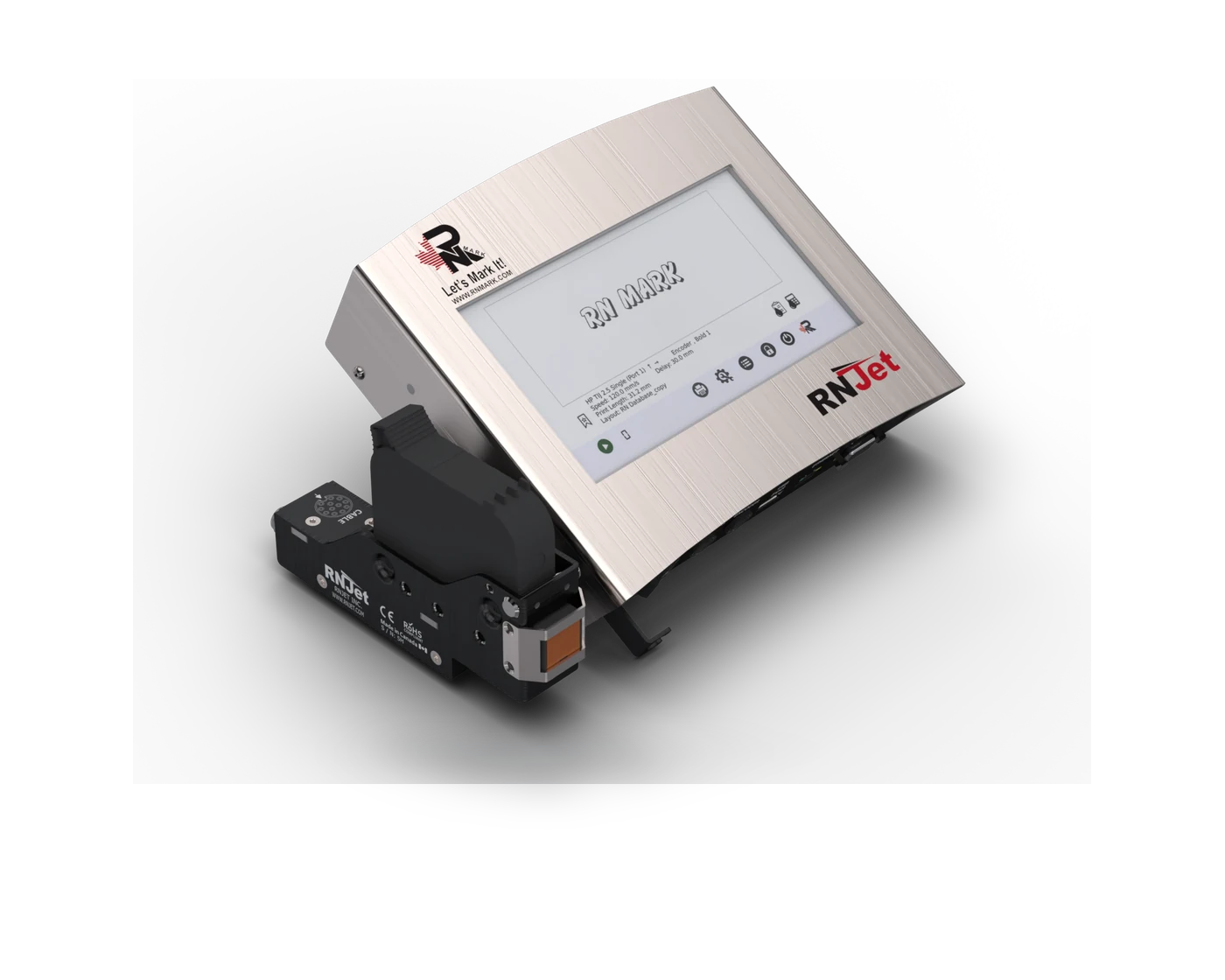 RNJet H1 single-head thermal inkjet printer with 7-inch touchscreen controller