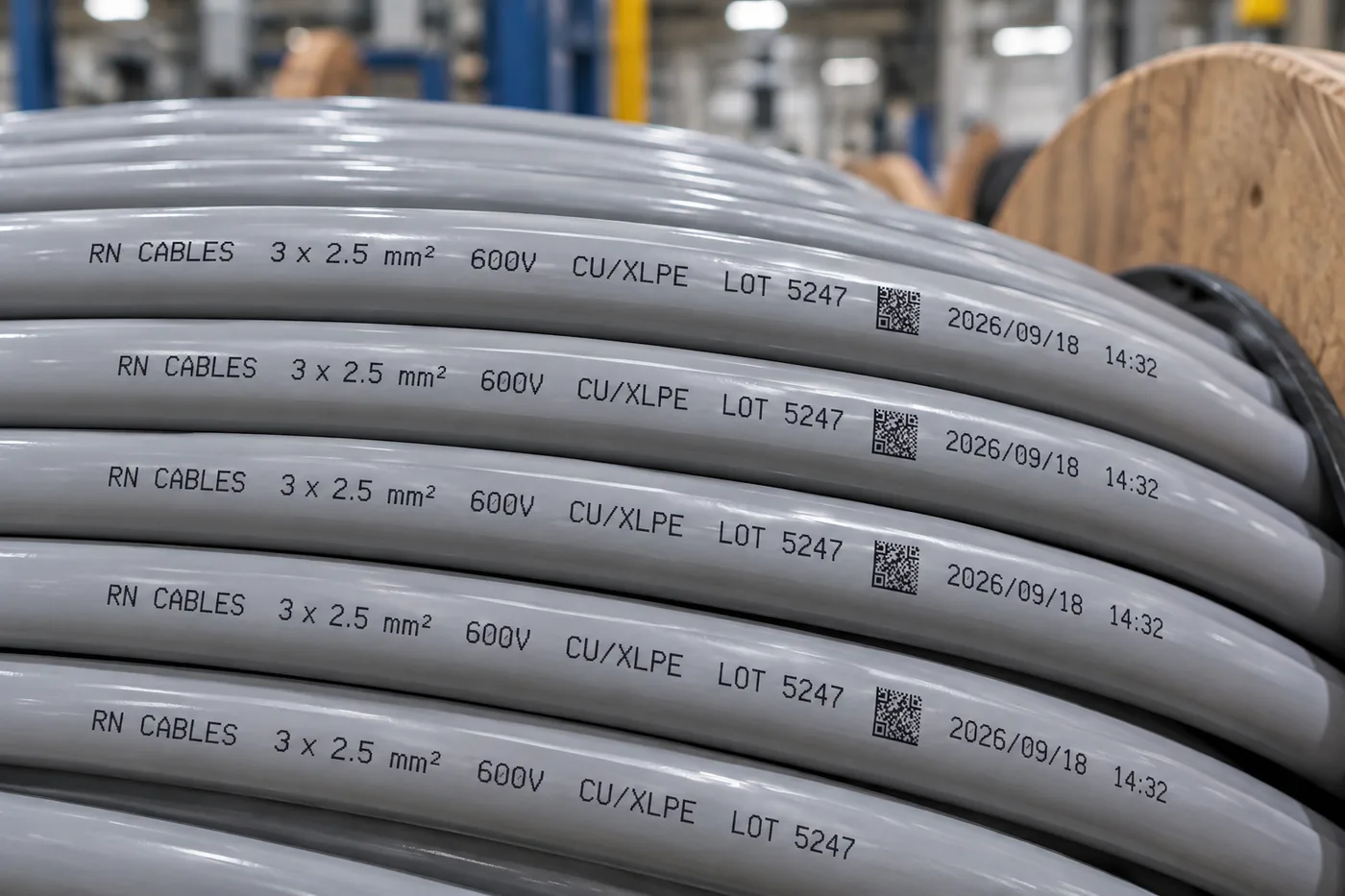 RNJet piezo printer code printed on cables