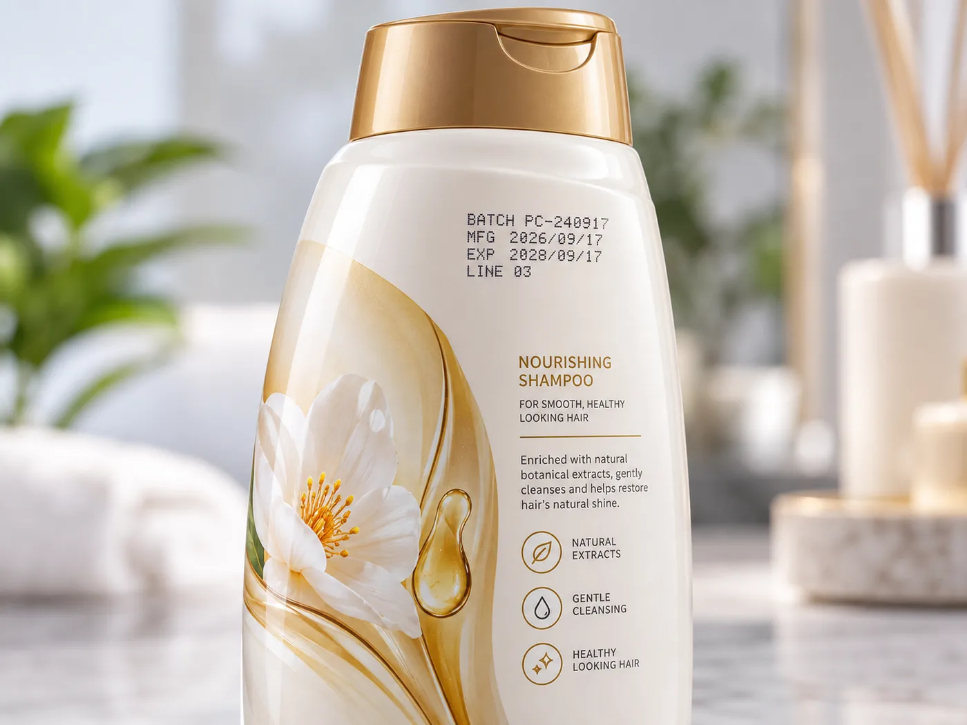 Shampoo bottle coding with RNJet 100 piezo printer