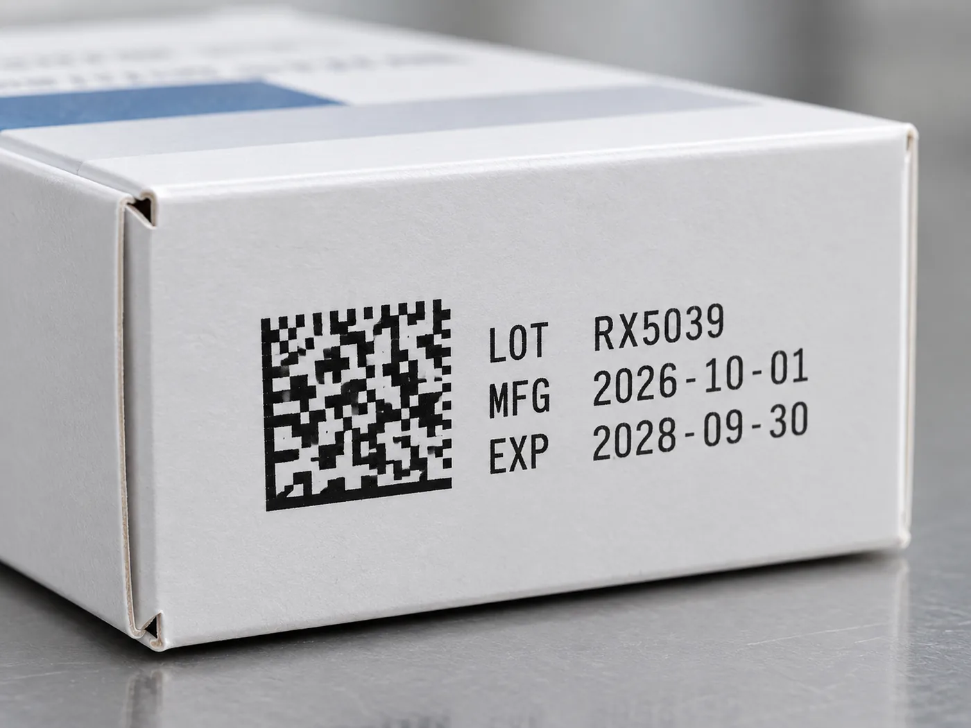 RNJet H1 GS1 DataMatrix code printed on pharmaceutical packaging