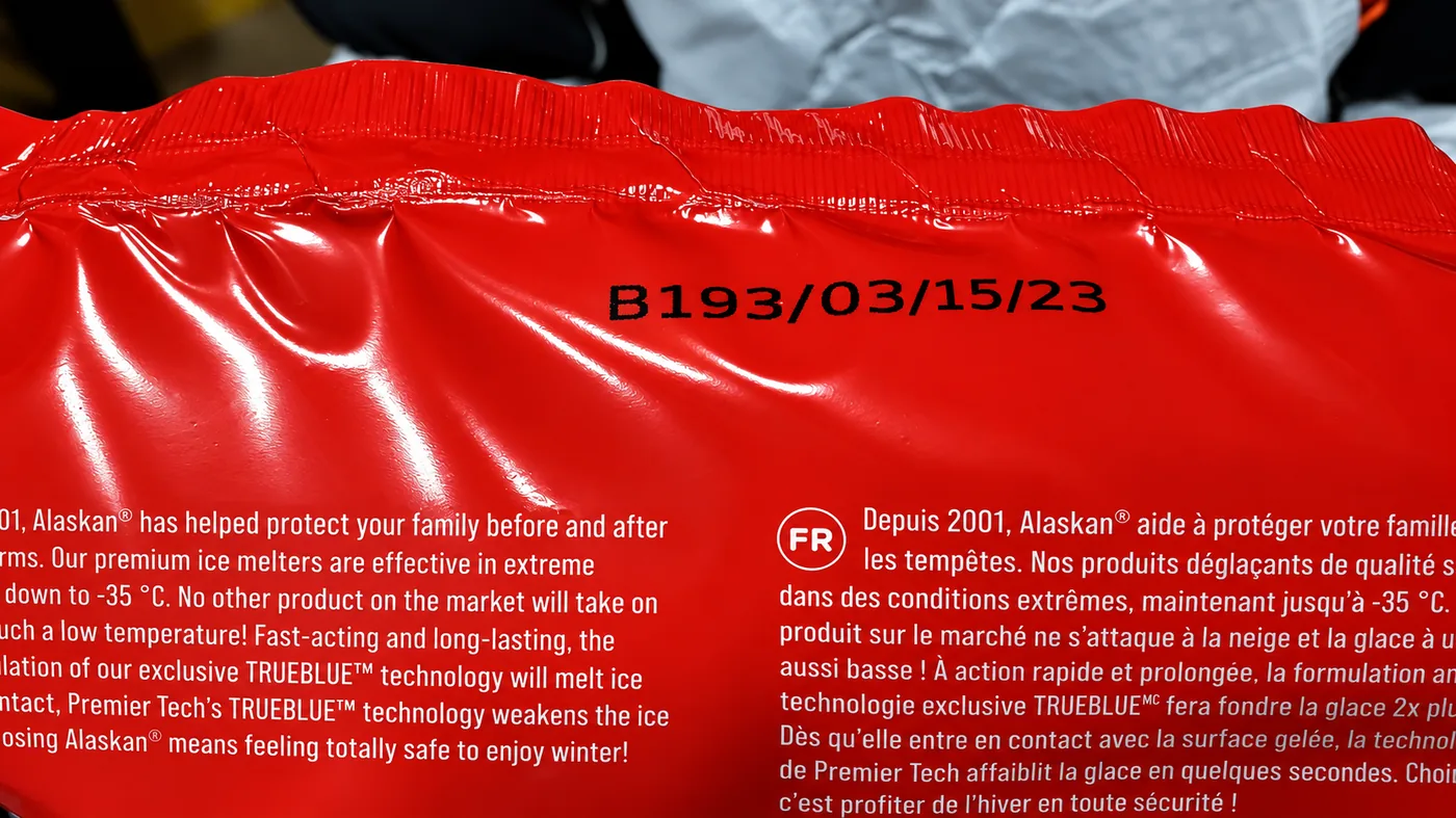 RNJet H1 batch code printed on plastic bags