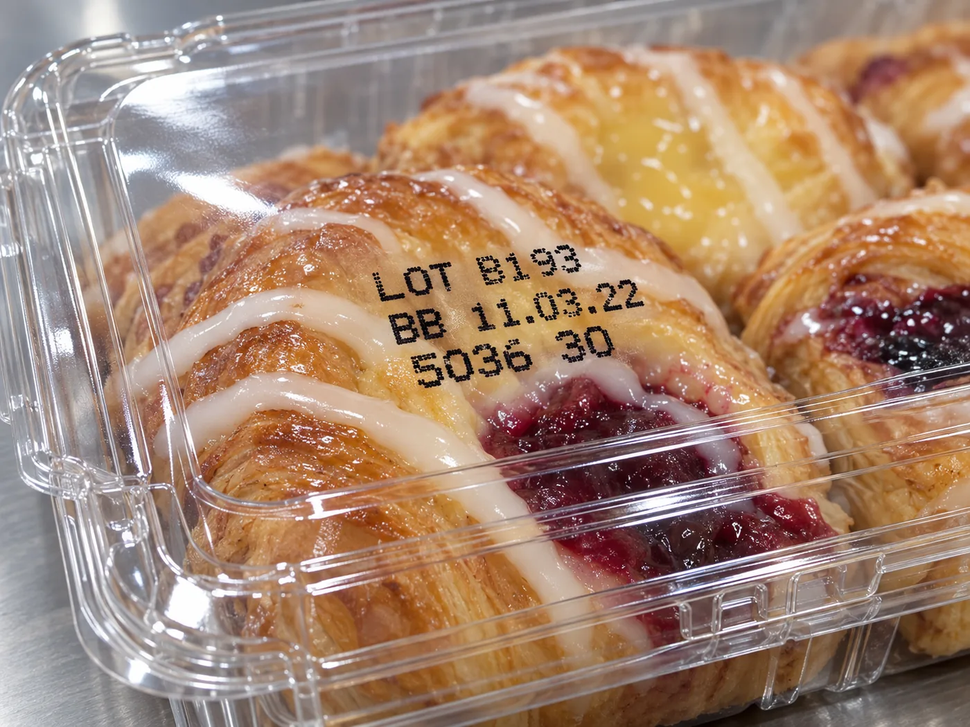 RNJet T1 batch code printed on food packaging